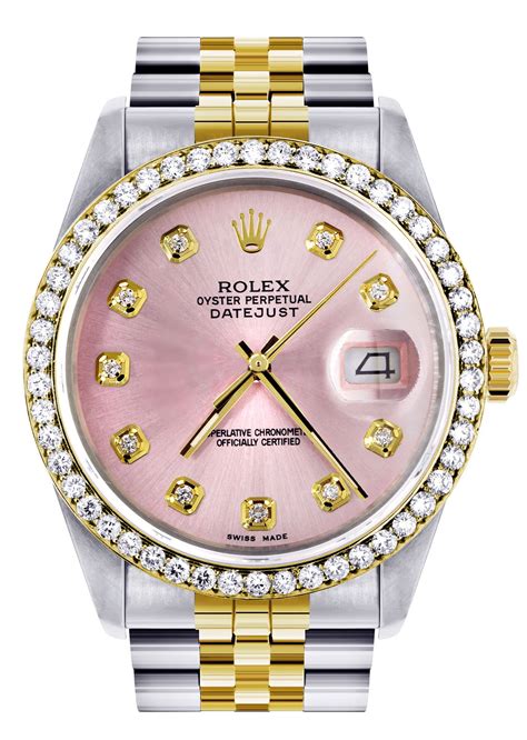 rolex pink face gold watch